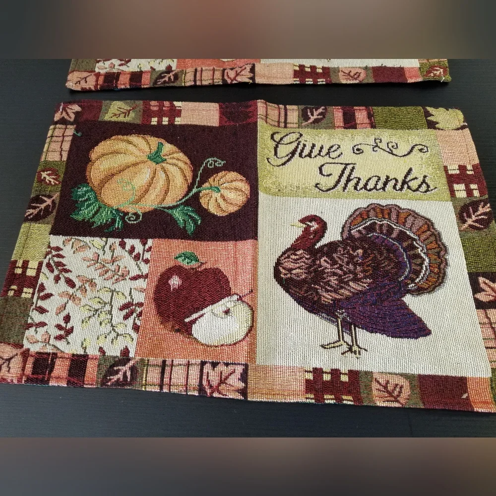 New Handcrafted Give Thanks Tablemats, set of 2